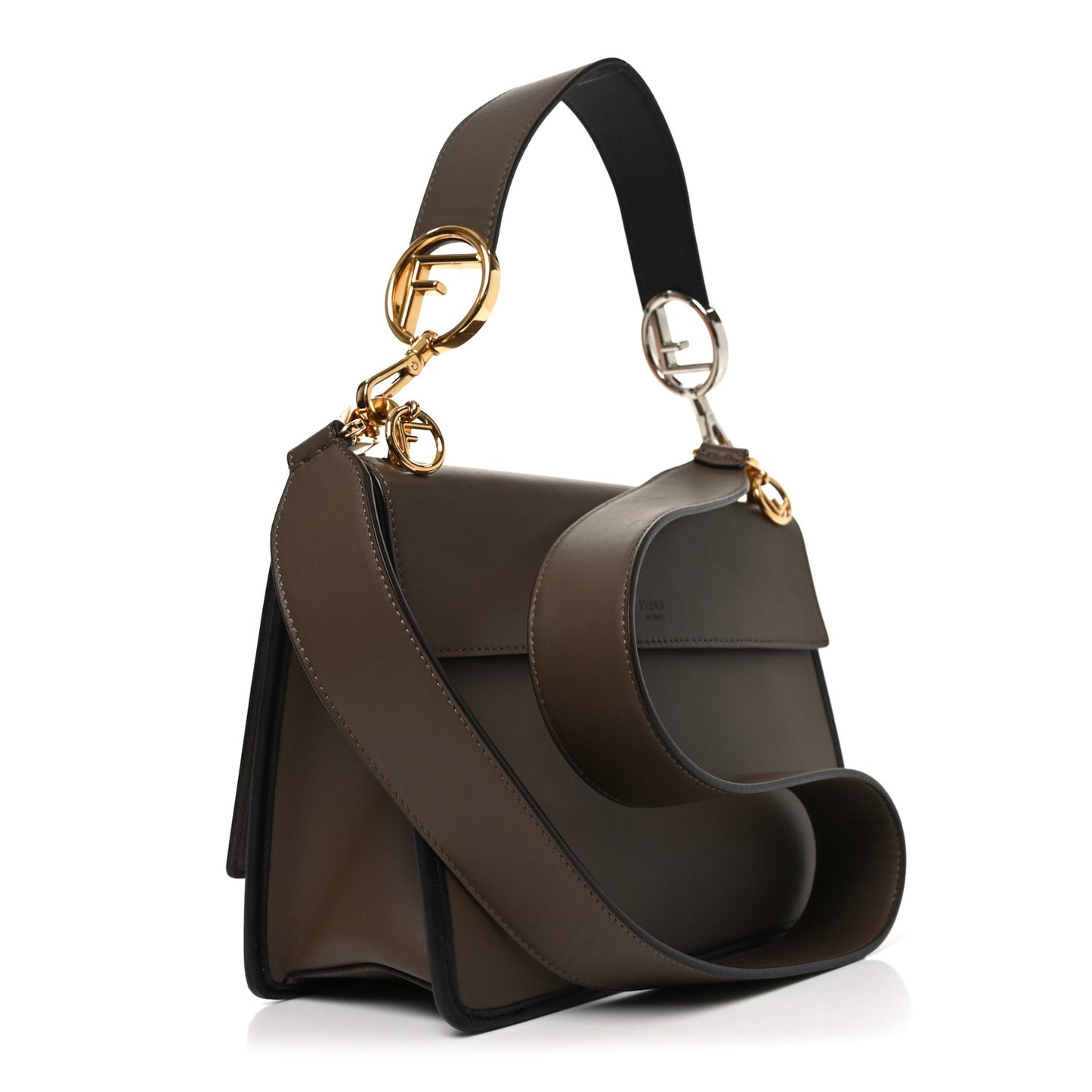 Vitello Century F is Fendi Bi-Color FF 1974 Embossed Kan I Shoulder Bag Maya Black