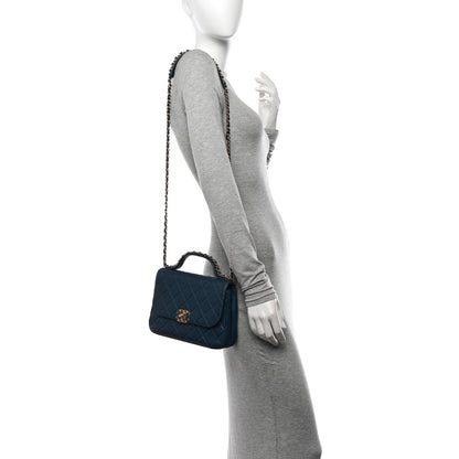 Chanel Lambskin Quilted Small Chain Infinity Top Handle Flap Blue 2 of 10