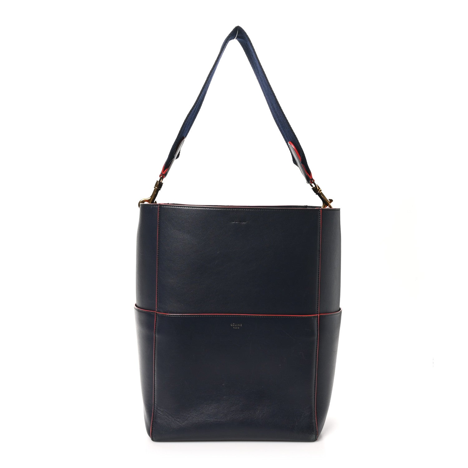Celine Supersoft Calfskin Sangle Bucket Bag Navy 1 of 12
