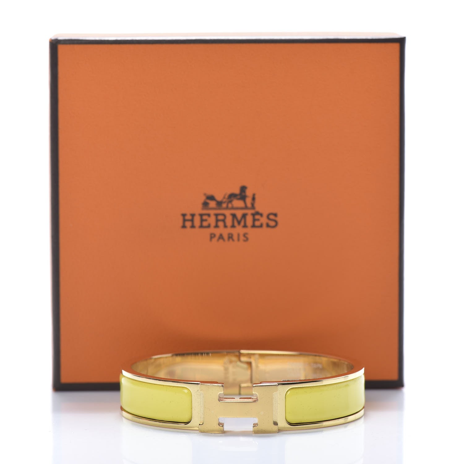 Hermes Enamel Narrow Clic Clac H Bracelet PM Jaune Tennis 6 of 6