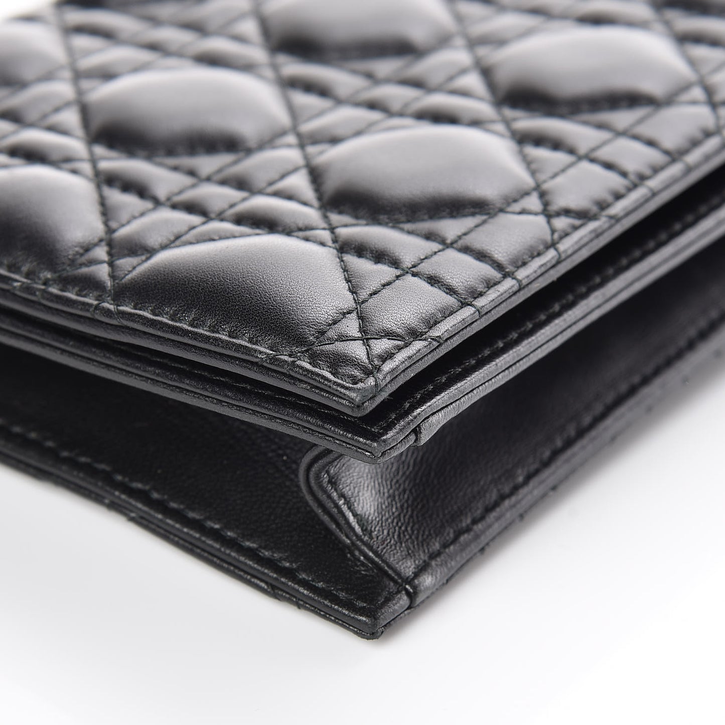 Lambskin Cannage Lady Dior Convertible Clutch Black