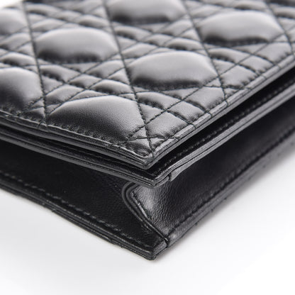 Christian Dior Lambskin Cannage Lady Dior Convertible Clutch Black 10 of 11