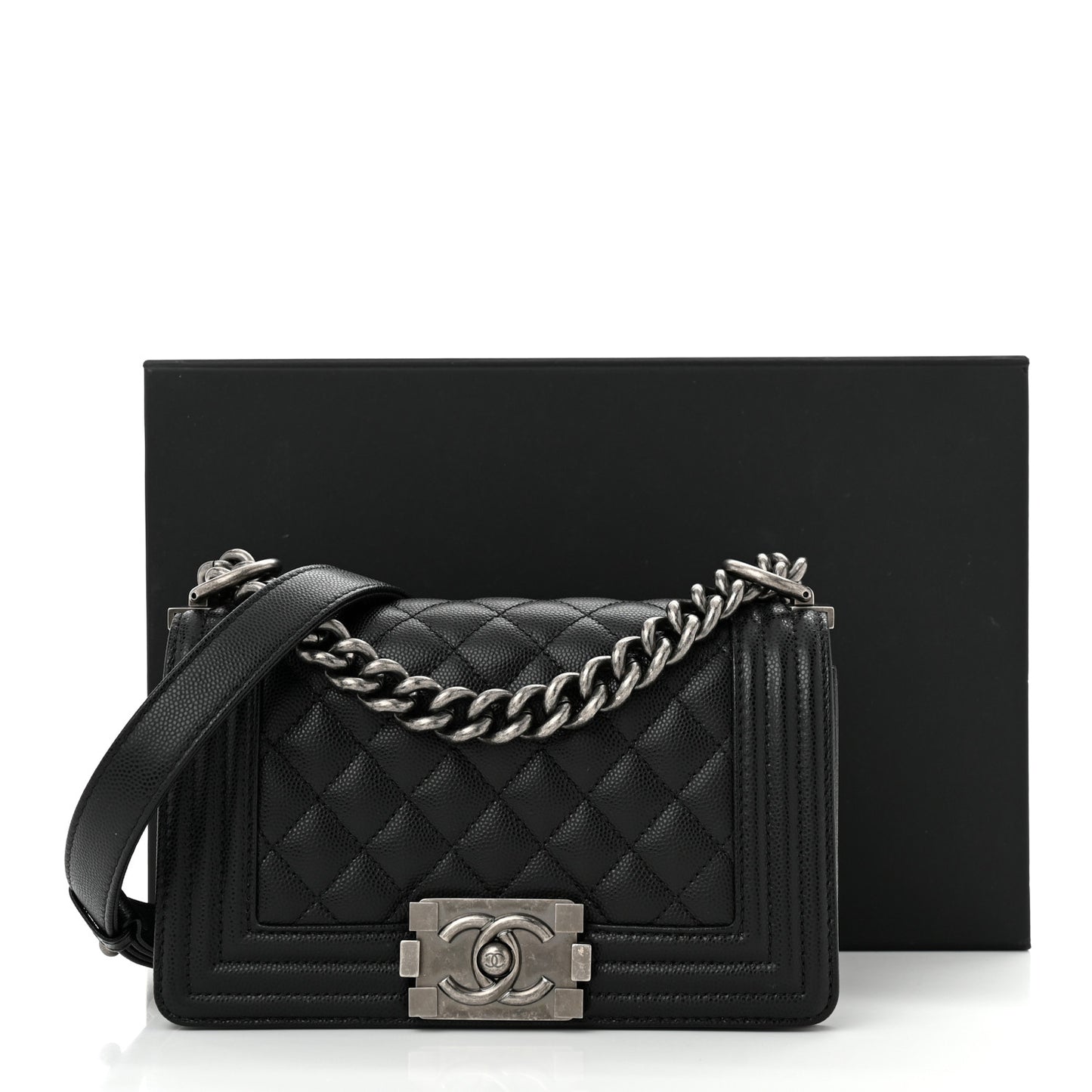 Caviar Quilted Small Boy Flap Black