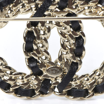 Chanel Lambskin Crystal Vintage Allure CC Chain Brooch Black Gold 3 of 8