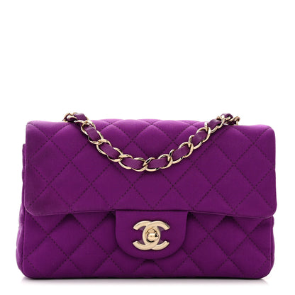 Chanel Satin Quilted Mini Rectangular Flap Purple 1 of 11