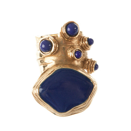 Saint Laurent Enamel Arty Ring 5 Gold Lapis 1 of 3