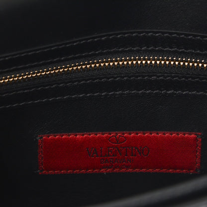 Valentino Garavani Calfskin Rockstud Turn Lock Flap Clutch Black 6 of 6
