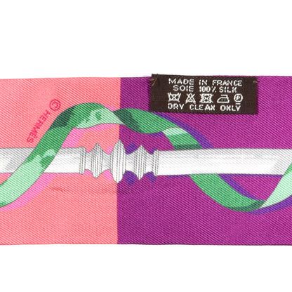 Hermes Silk Ferronnerie Twilly Rose Orange Bougainvillier 3 of 3