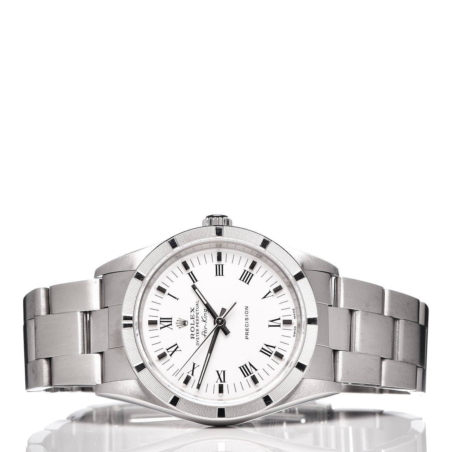 Stainless Steel 34mm Oyster Perpetual Air-King Precision Watch White Roman 14010M
