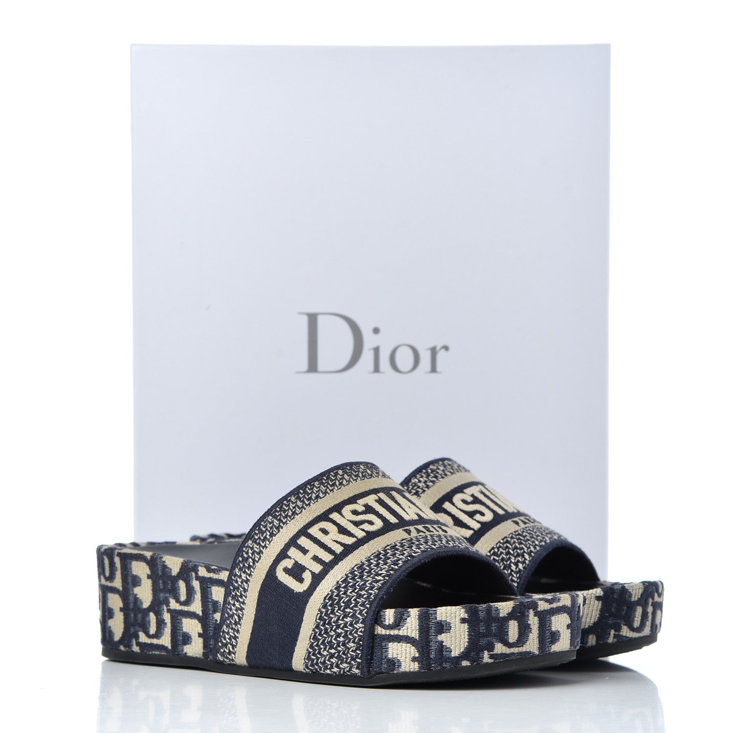 Christian Dior Oblique D-Way Platform Slide Sandals 37 Deep Blue 9 of 9