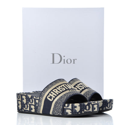 Christian Dior Oblique D-Way Platform Slide Sandals 37 Deep Blue 9 of 9