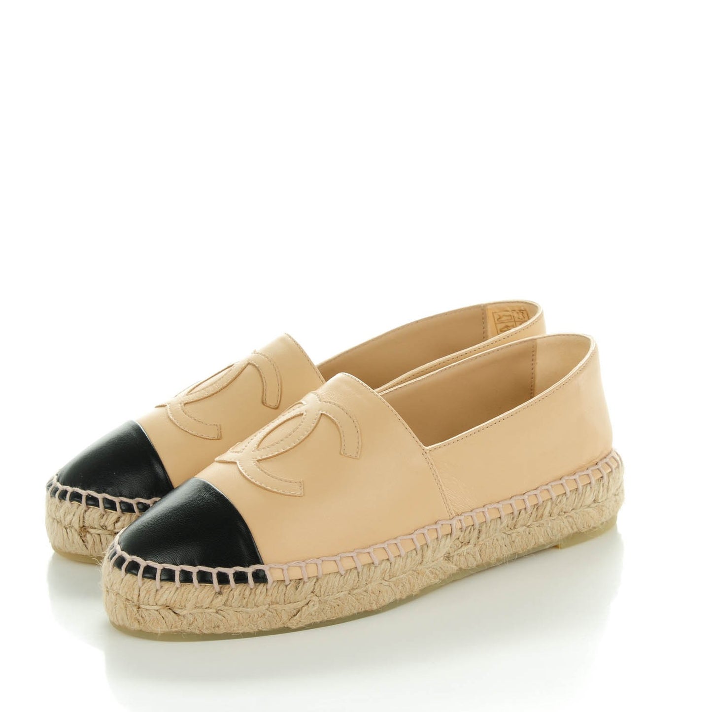 Lambskin CC Espadrilles 35 Beige Black