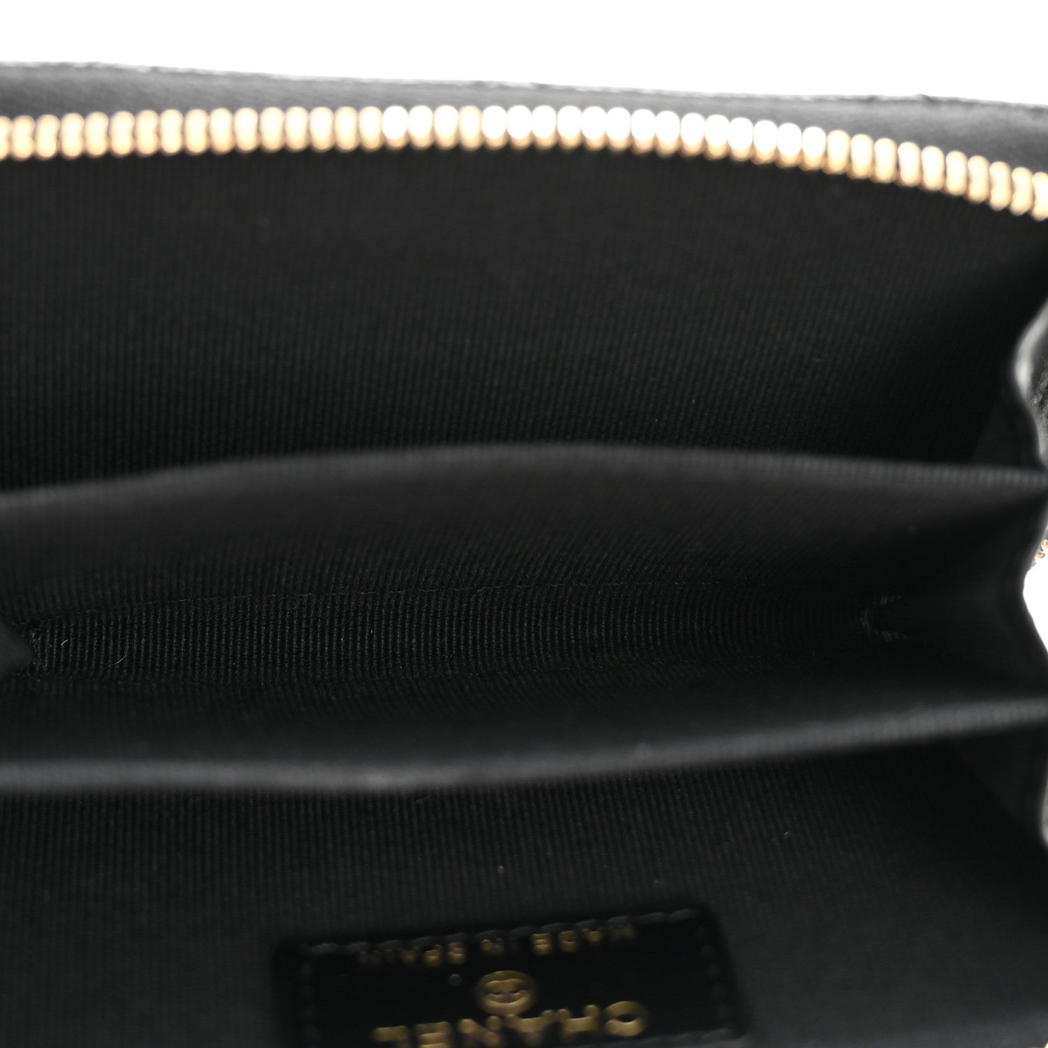 Chanel Caviar Quilted Crystal Zip Around Coin Purse Wallet Black 5 of 8
