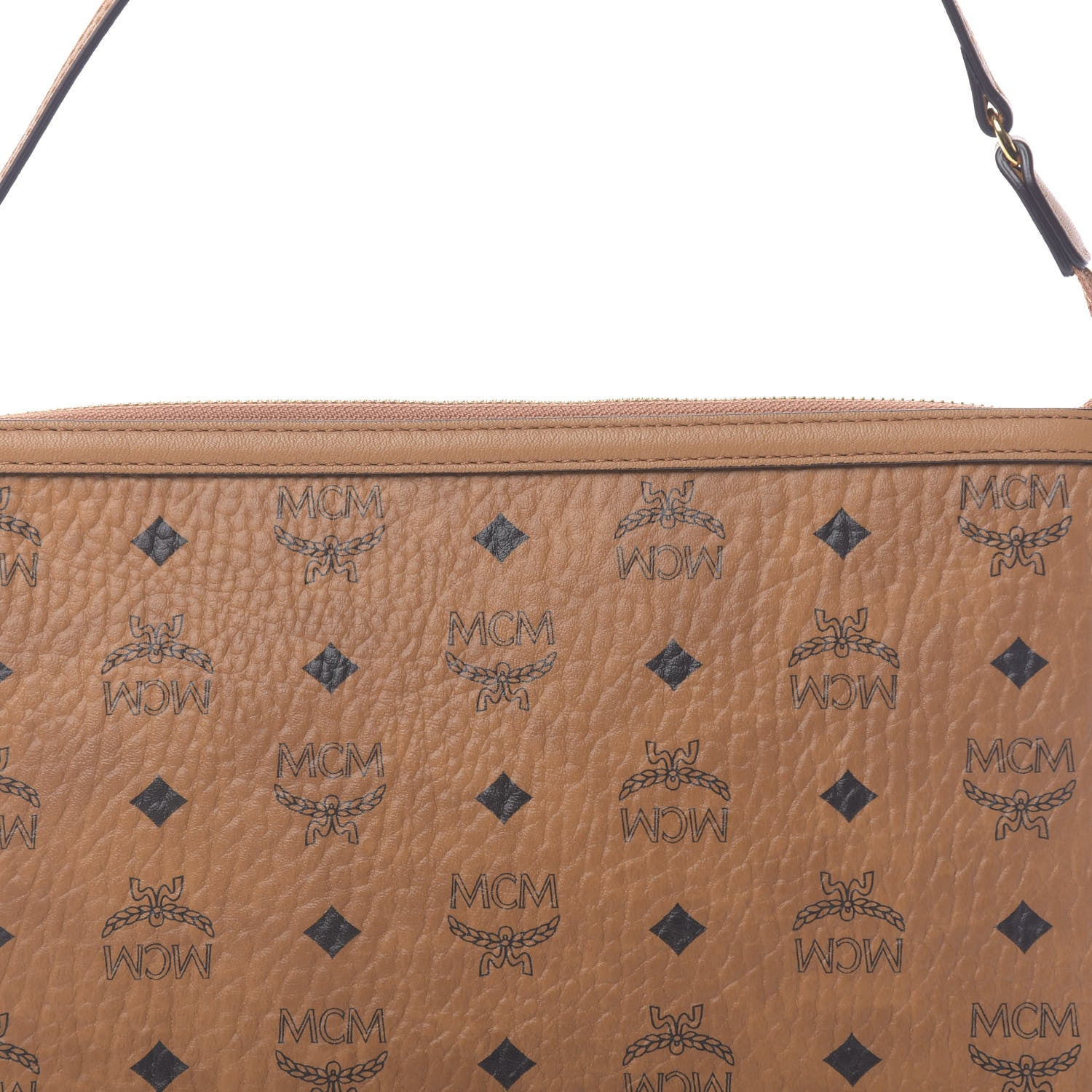 MCM Visetos Liz Shopper Tote Pouch Cognac 8 of 10