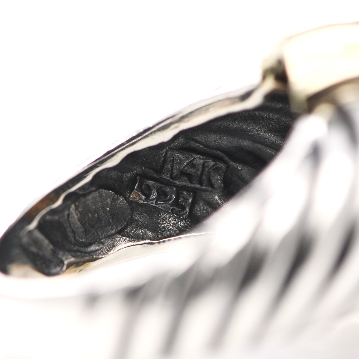 Sterling Silver 14K Yellow Gold Cable Station Ring 49 5