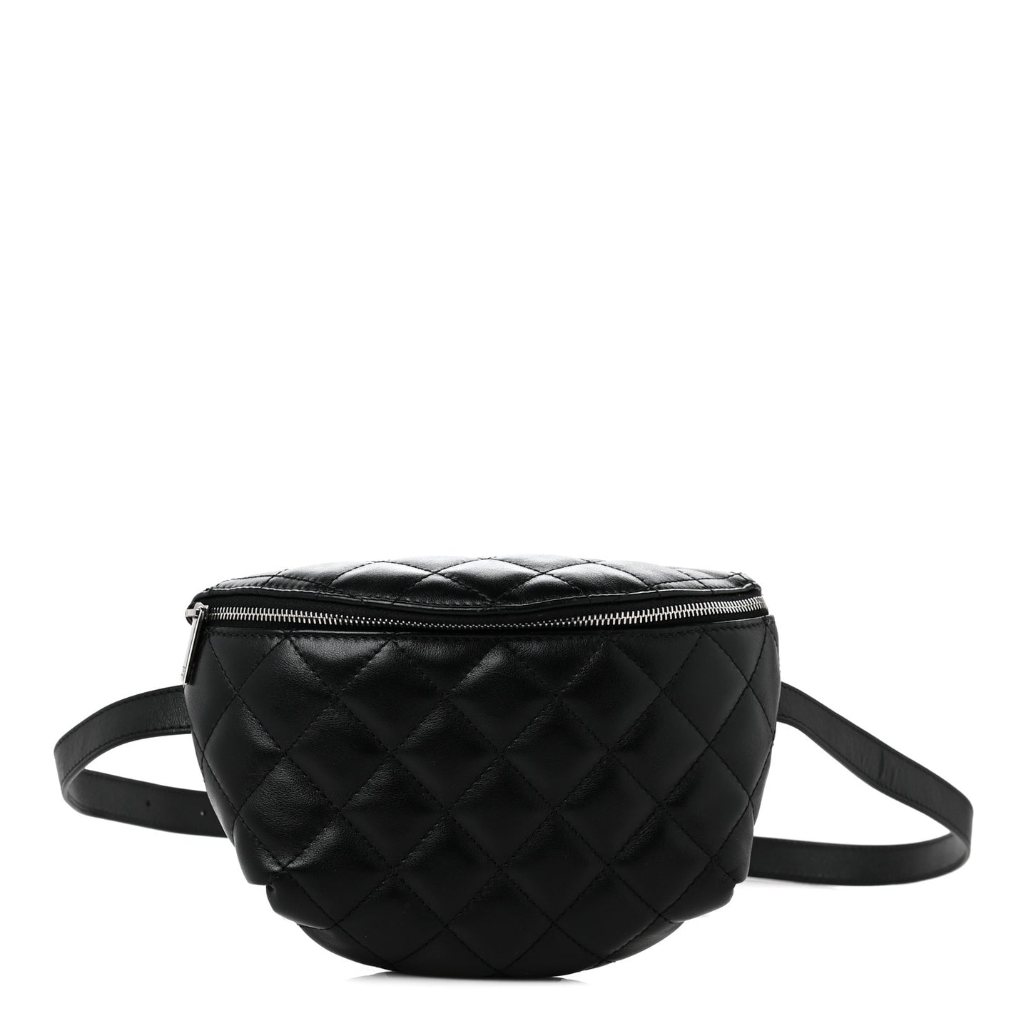 Lambskin Quilted Waist Belt Bag Black