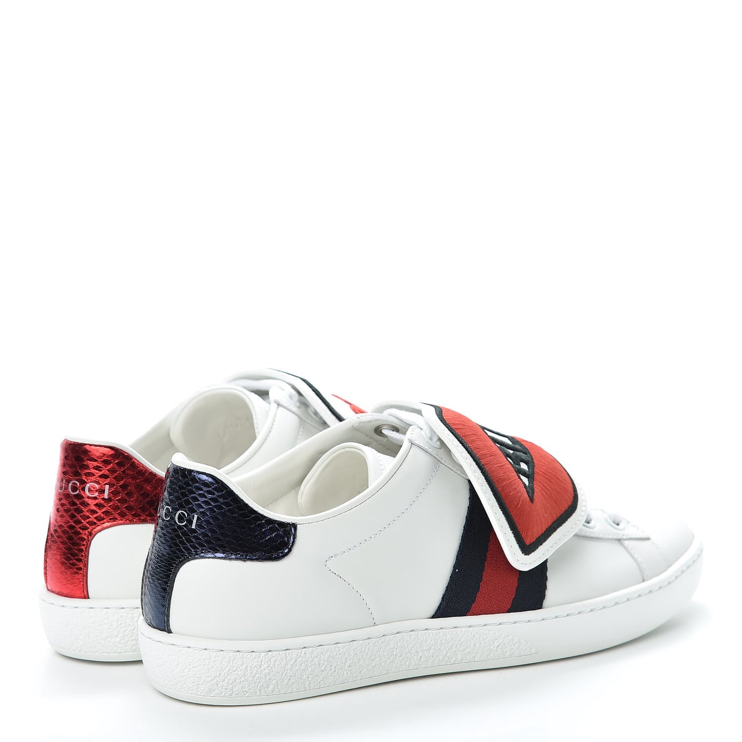 Calfskin Ayers Web Blind for Love Embroidered Mens Ace Sneakers 34.5 White