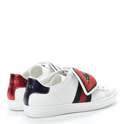 Gucci Calfskin Ayers Web Blind for Love Embroidered Mens Ace Sneakers 34.5 White 4 of 9