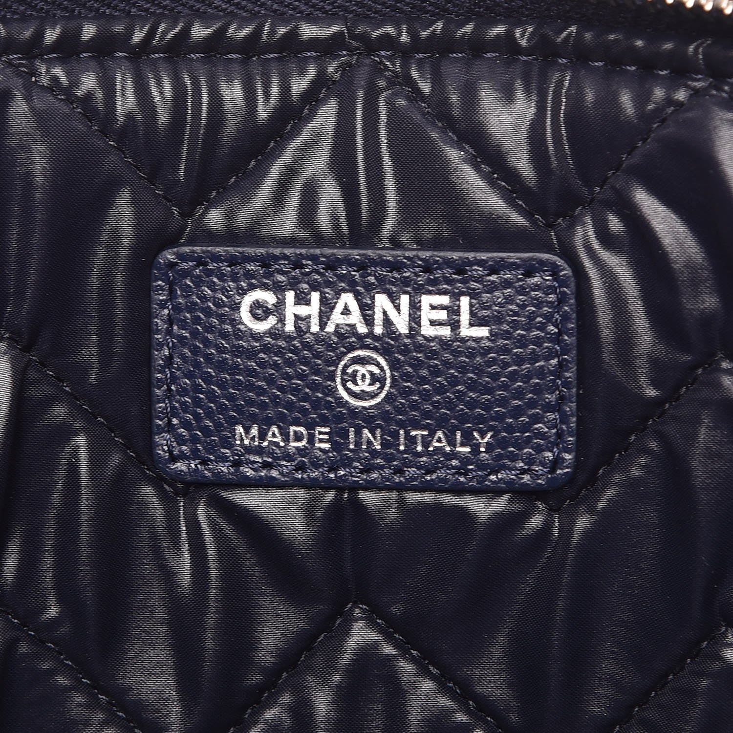 Chanel Caviar Chevron Quilted Large Cosmetic Case Navy 6 of 7