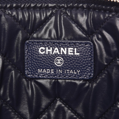 Chanel Caviar Chevron Quilted Large Cosmetic Case Navy 6 of 7