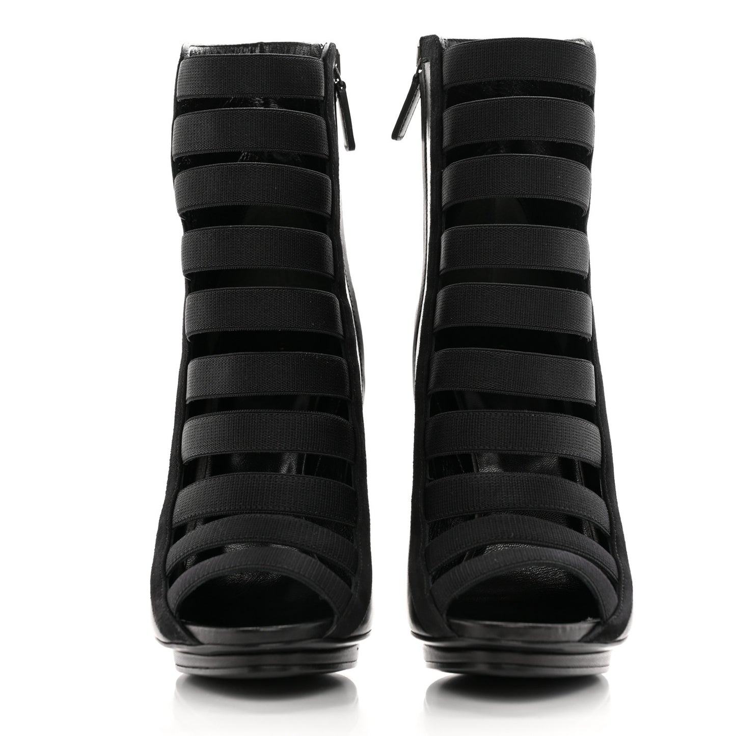 Nappa Kid Scamosciato Elastic Olimpia Open Toe Booties 37.5 Black