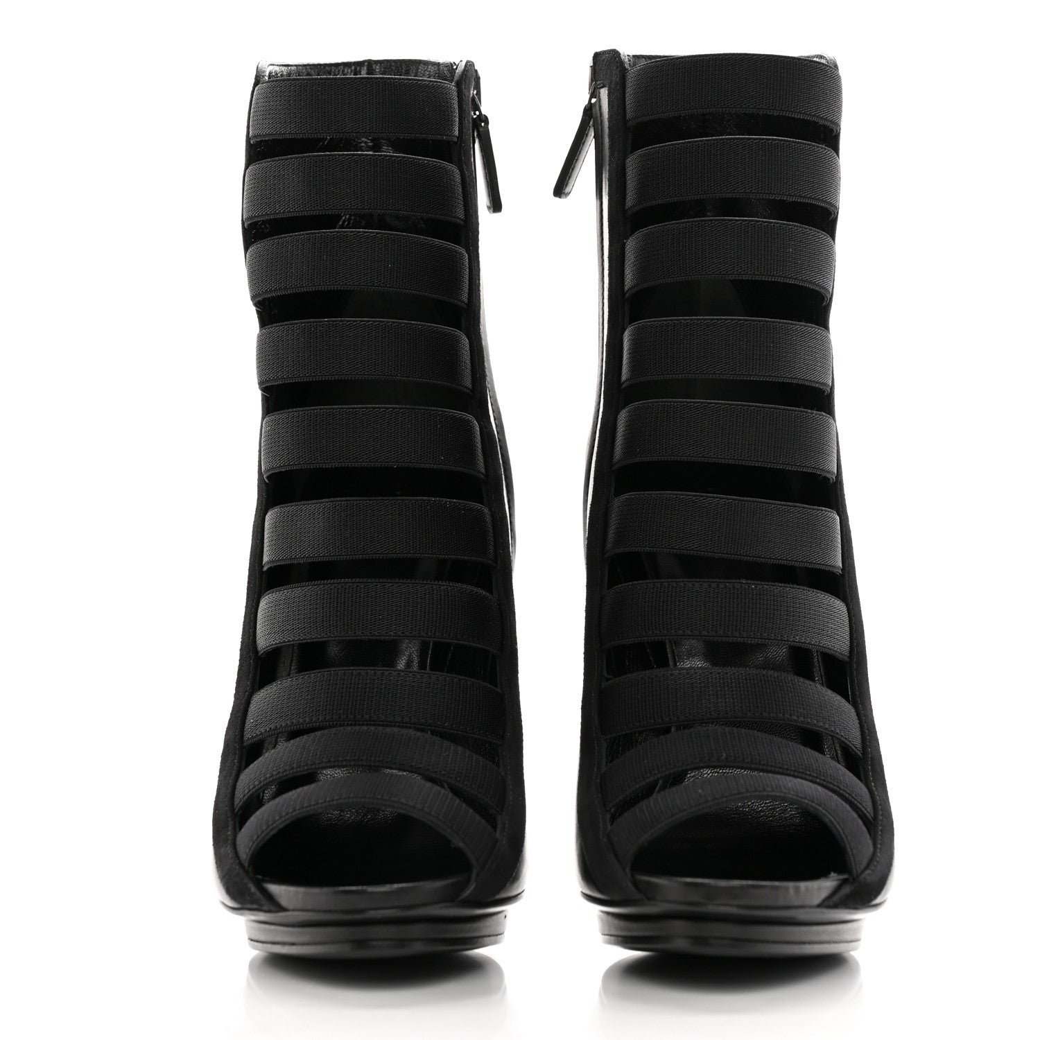 Gucci Nappa Kid Scamosciato Elastic Olimpia Open Toe Booties 37.5 Black 2 of 10