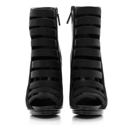 Gucci Nappa Kid Scamosciato Elastic Olimpia Open Toe Booties 37.5 Black 2 of 10