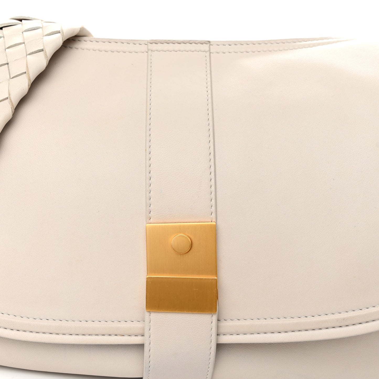 Nappa Intrecciato Strap Shoulder Bag White