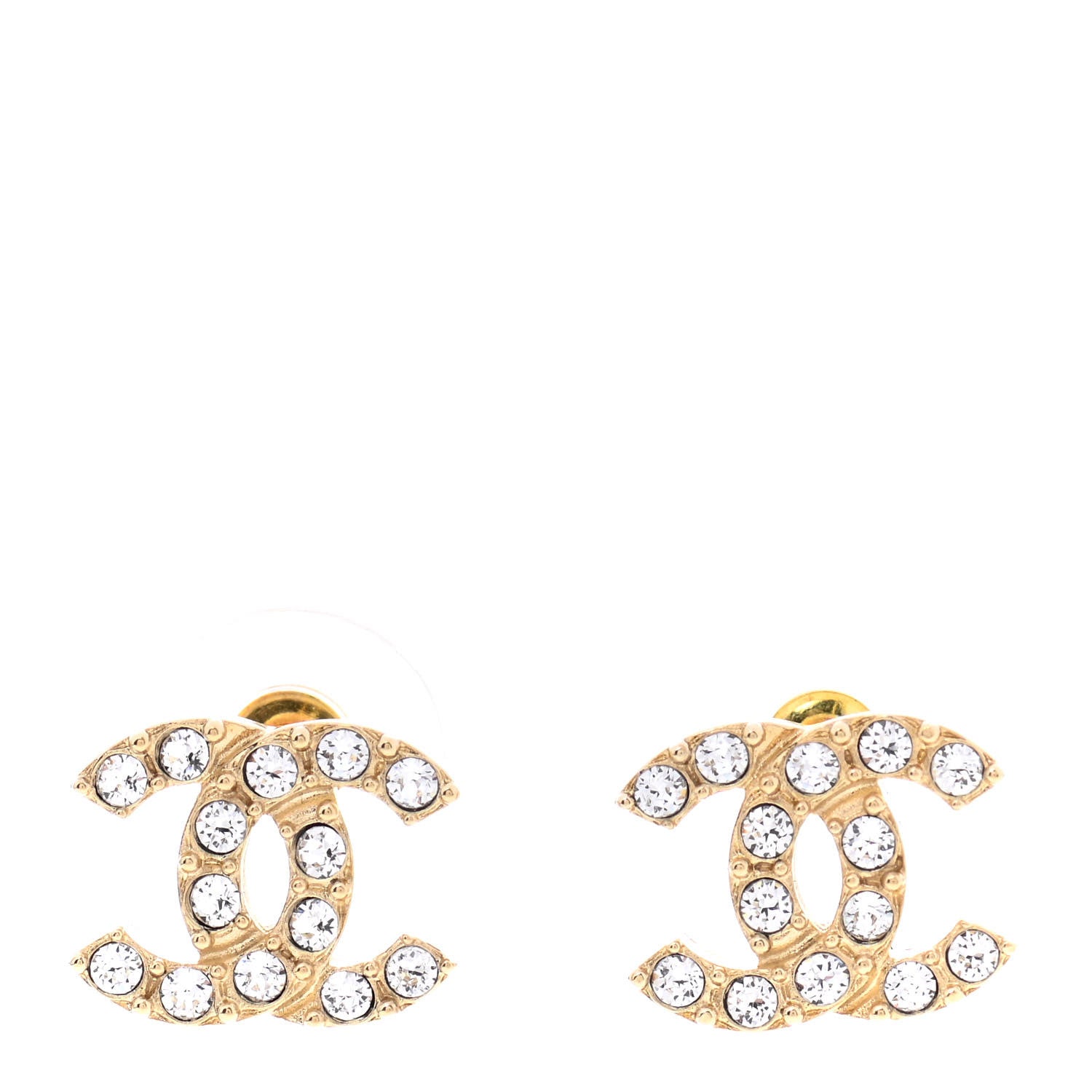 Chanel Crystal CC Earrings Gold 1 of 4