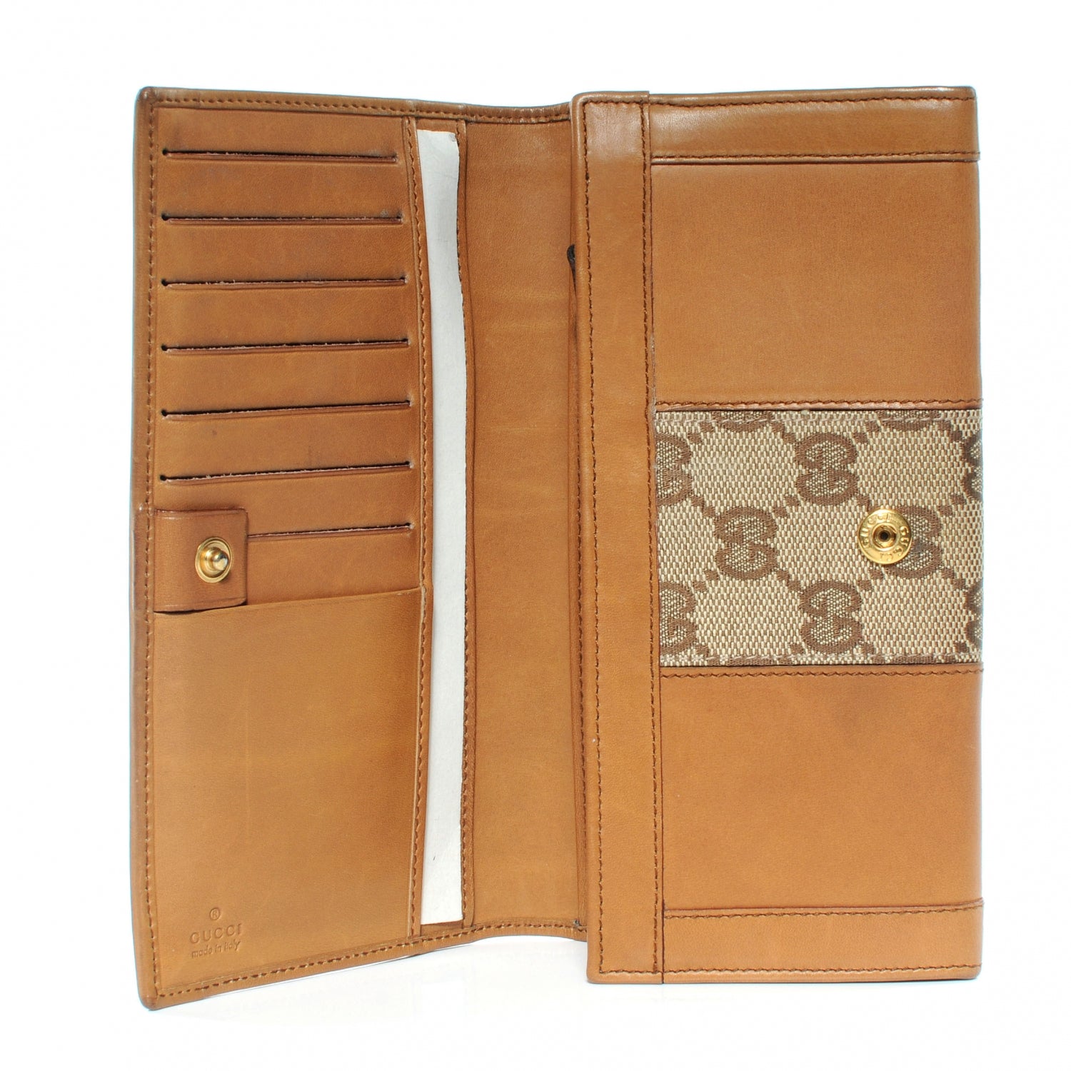 Gucci Leather Monogram Web Continental Wallet Tan 5 of 9