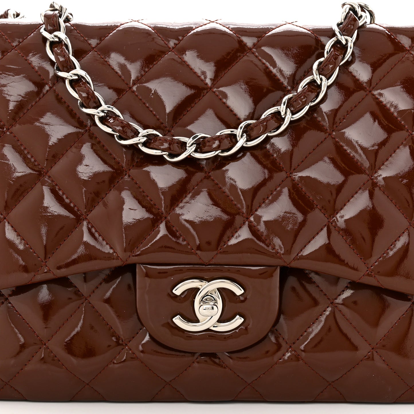 Patent Jumbo Single Flap Bordeaux