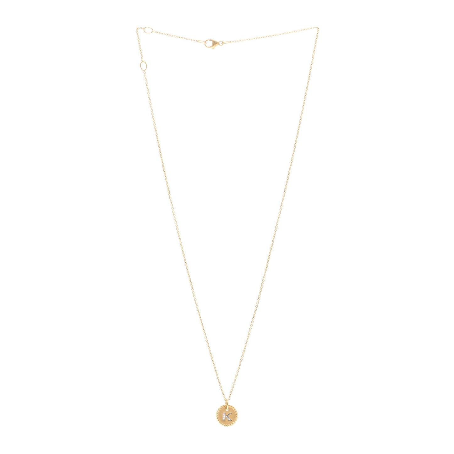 18K Yellow Gold Diamond Initial K Charm Pendant Necklace