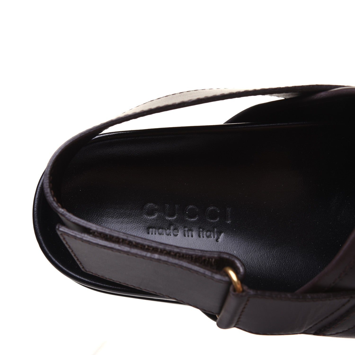 Gucci Calfskin Mens Horsebit River Slingback Slippers 10 Cocoa 7 of 8
