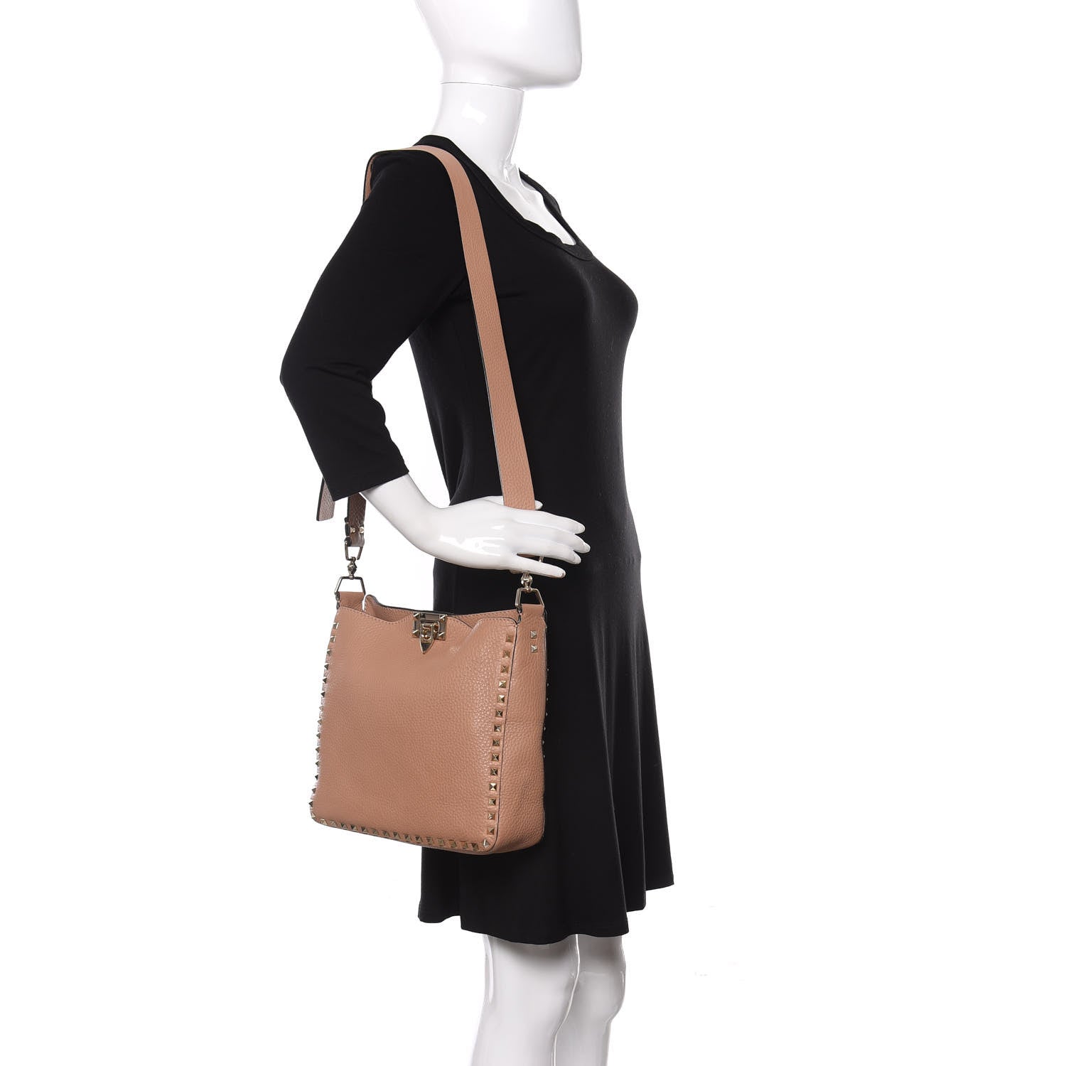 Valentino Garavani Pebbled Calfskin Small Rockstud Flip-Lock Messenger Bag Skin Sorbet 2 of 10
