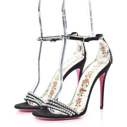 Gucci Kid Scamosciato Crystal Ankle Strap High Heel Sandals 39 Black 3 of 11