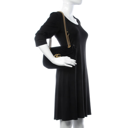 Gucci Velvet Matelasse Small GG Marmont Shoulder Bag Black 3 of 16