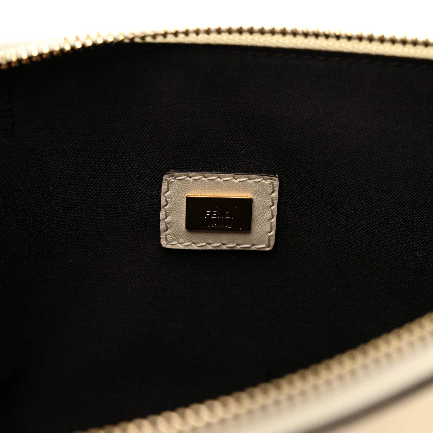 Vitello King Logo Embossed Medium Flat Pouch White Ice