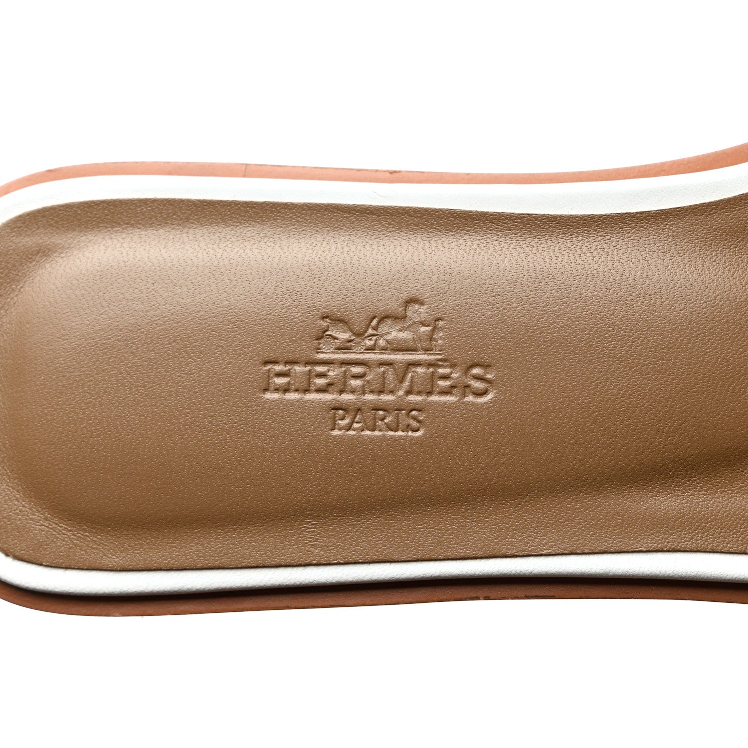 Hermes Box Calfskin Oran Sandals 37.5 White 7 of 9