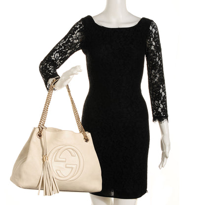 Gucci Pebbled Calfskin Medium Soho Chain Shoulder Bag Off White 2 of 7