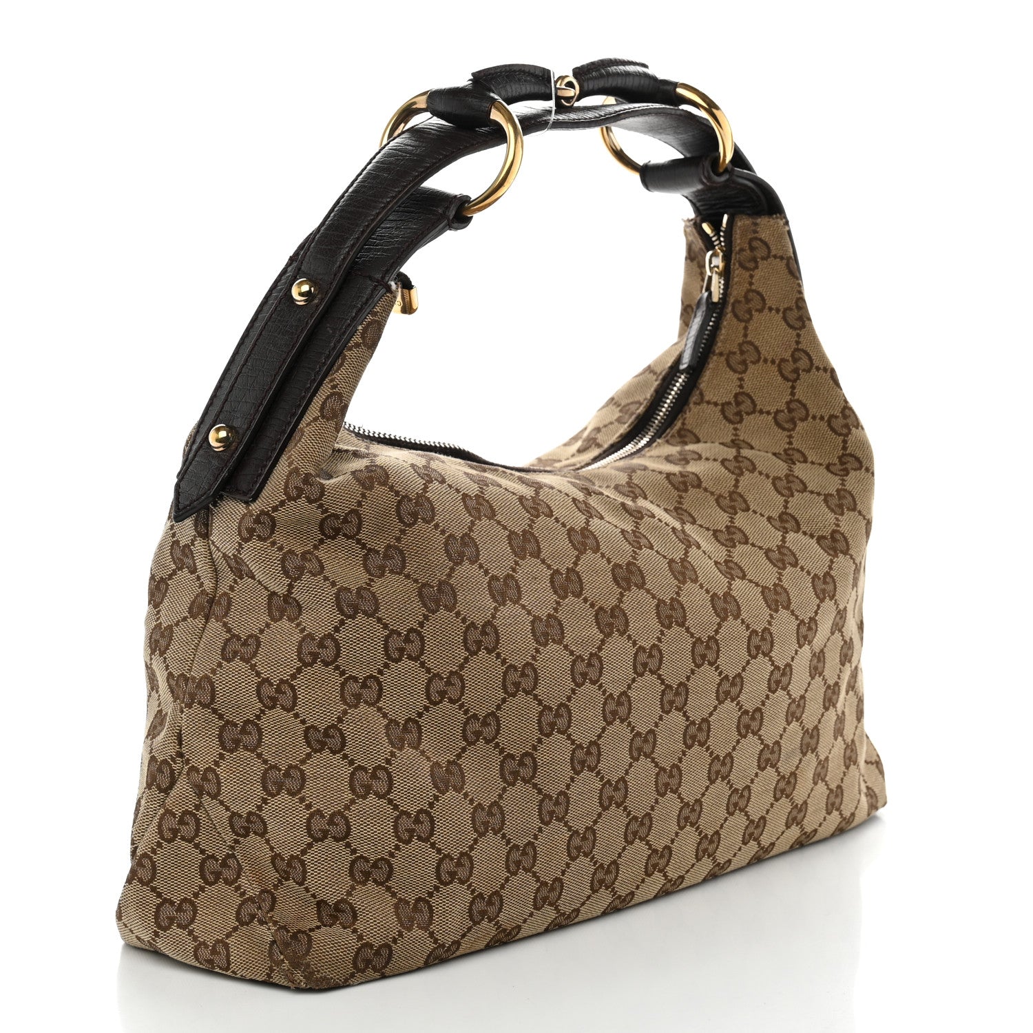 Gucci Monogram Medium Horsebit Chain Hobo Dark Brown 3 of 12