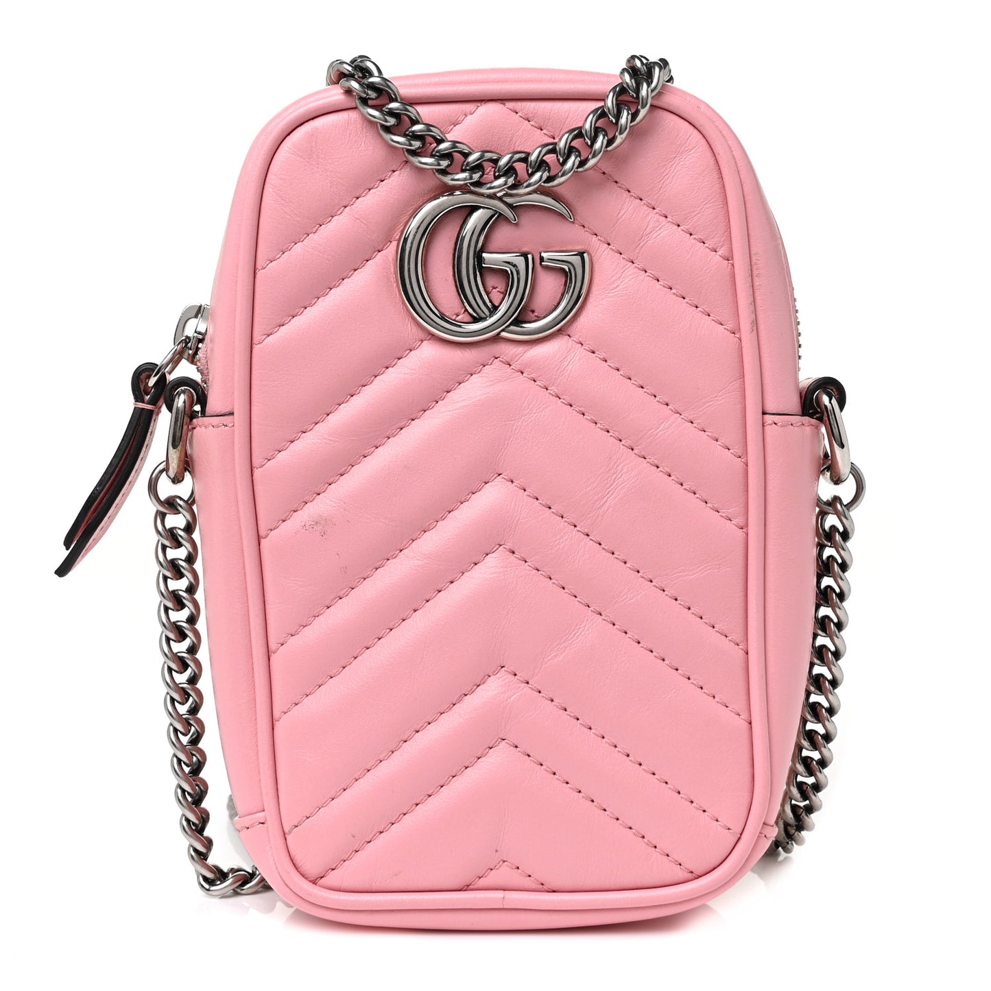 Calfskin Matelasse Mini GG Marmont Crossbody Bag Wild Rose