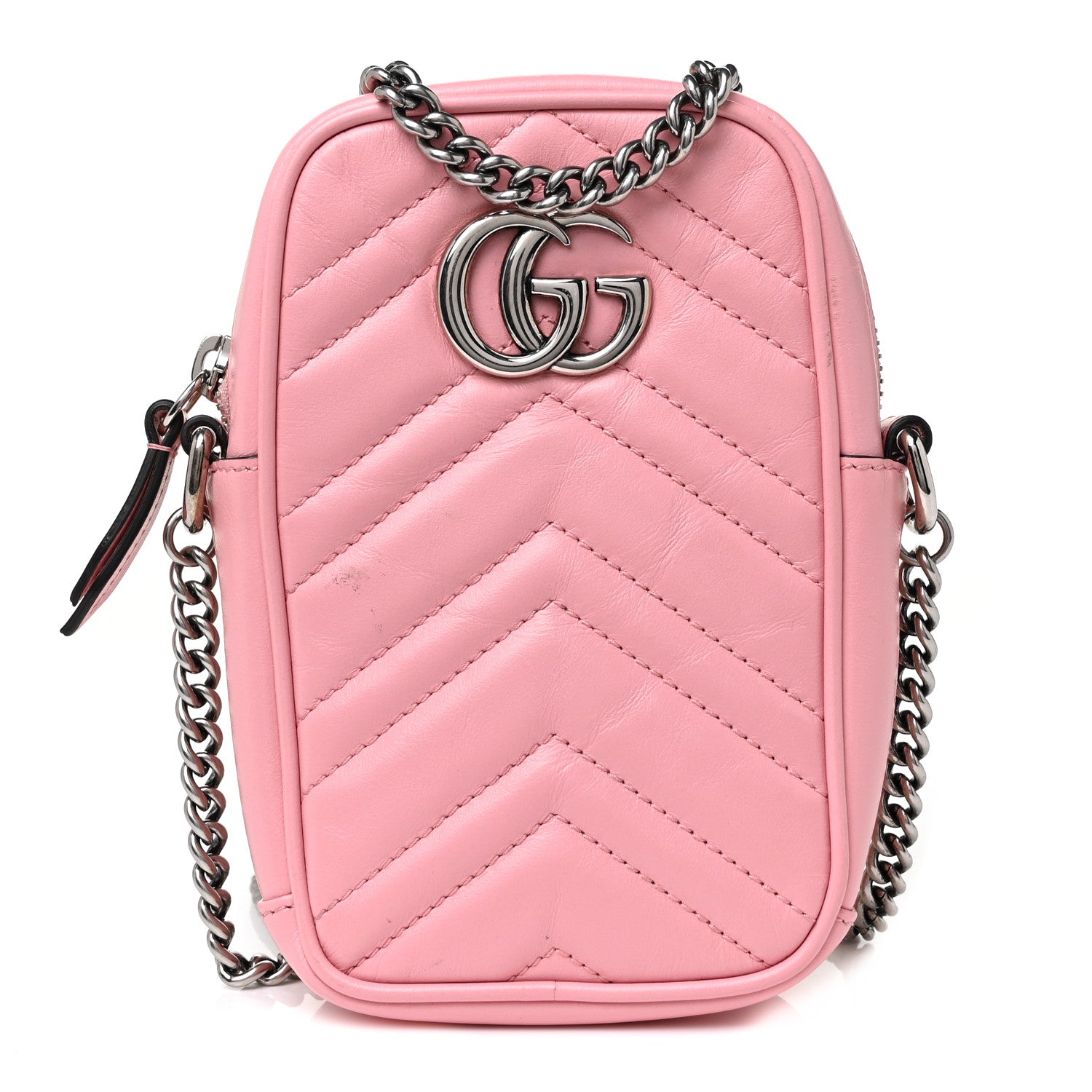 Gucci Calfskin Matelasse Mini GG Marmont Crossbody Bag Wild Rose 1 of 9