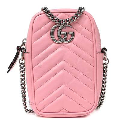 Gucci Calfskin Matelasse Mini GG Marmont Crossbody Bag Wild Rose 1 of 9
