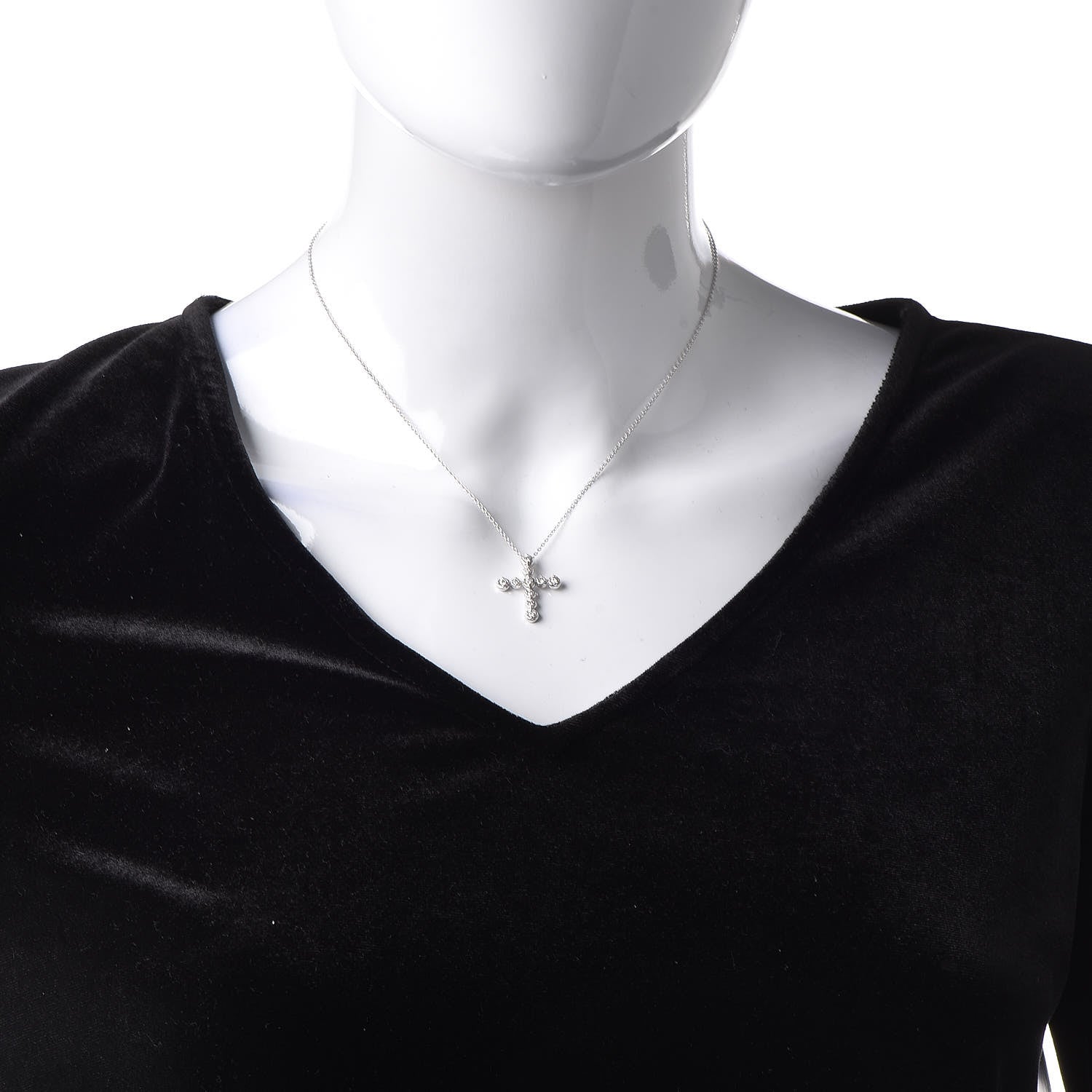 Tiffany 18K White Gold Diamond Paloma Picasso Tenderness Cross Pendant Necklace 2 of 6