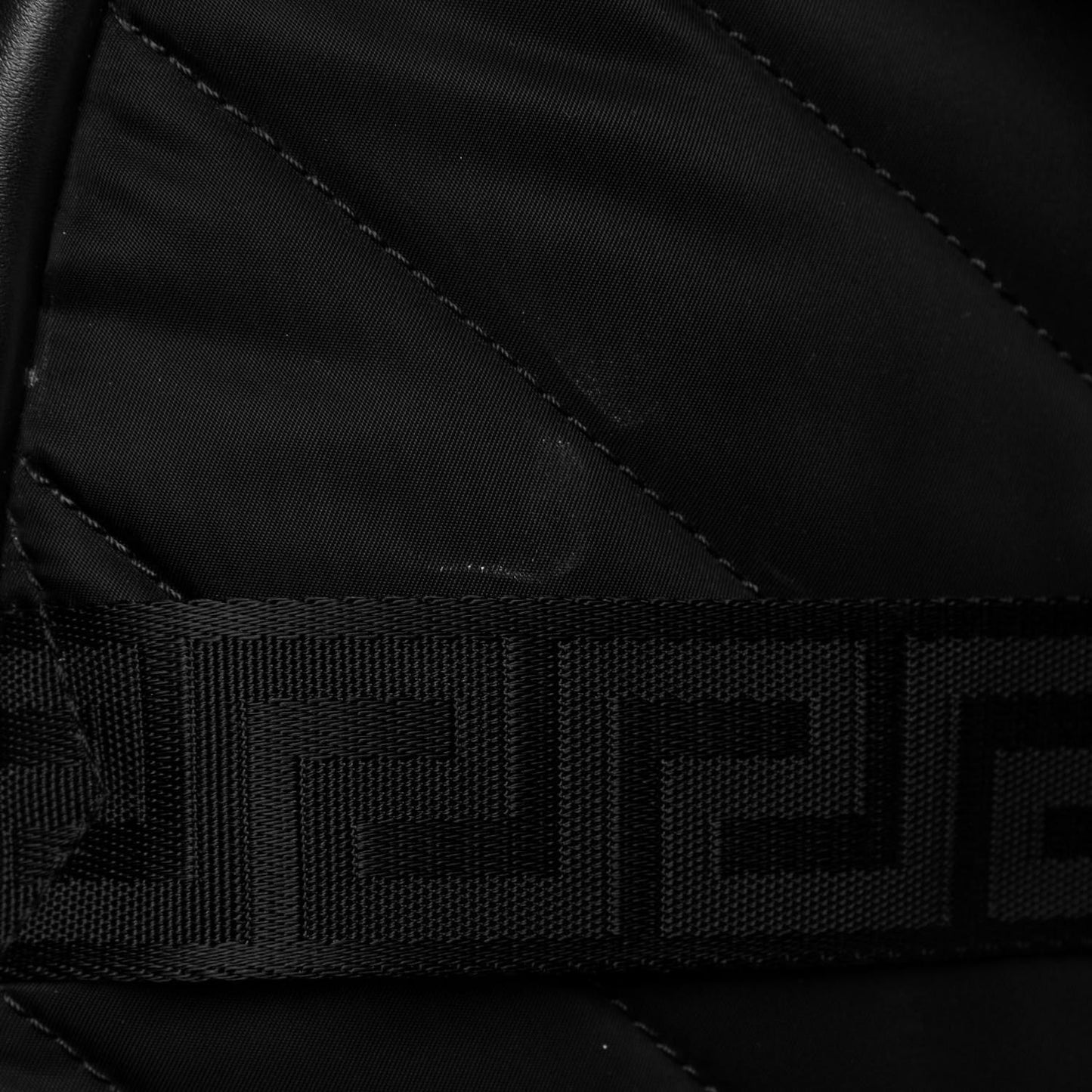 Calfskin Embroidered Logo Backpack Black