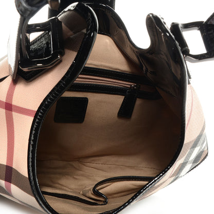 Burberry Patent Nova Check Brooke Hobo Black 5 of 8