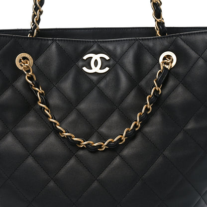 Chanel Lambskin Quilted Shopping Tote  Black 8 of 10