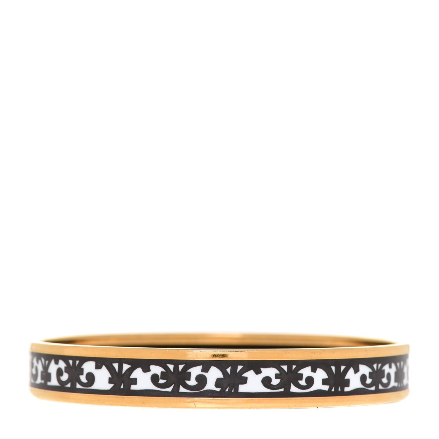 Hermes Enamel Printed Narrow Balcons Du Guadalquivir Bracelet 70 Black 3 of 6