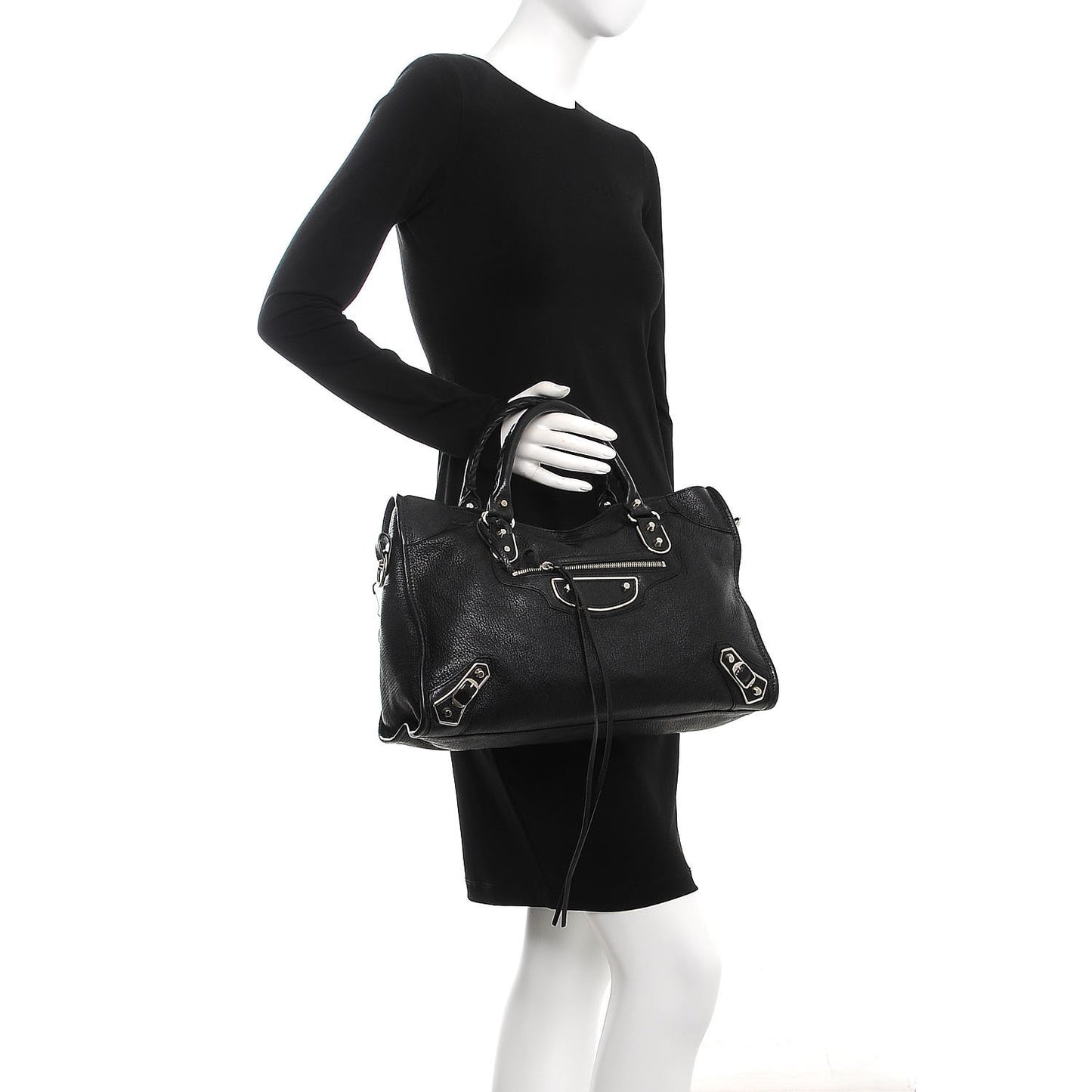 Chevre Silver Metallic Edge Hardware City Black