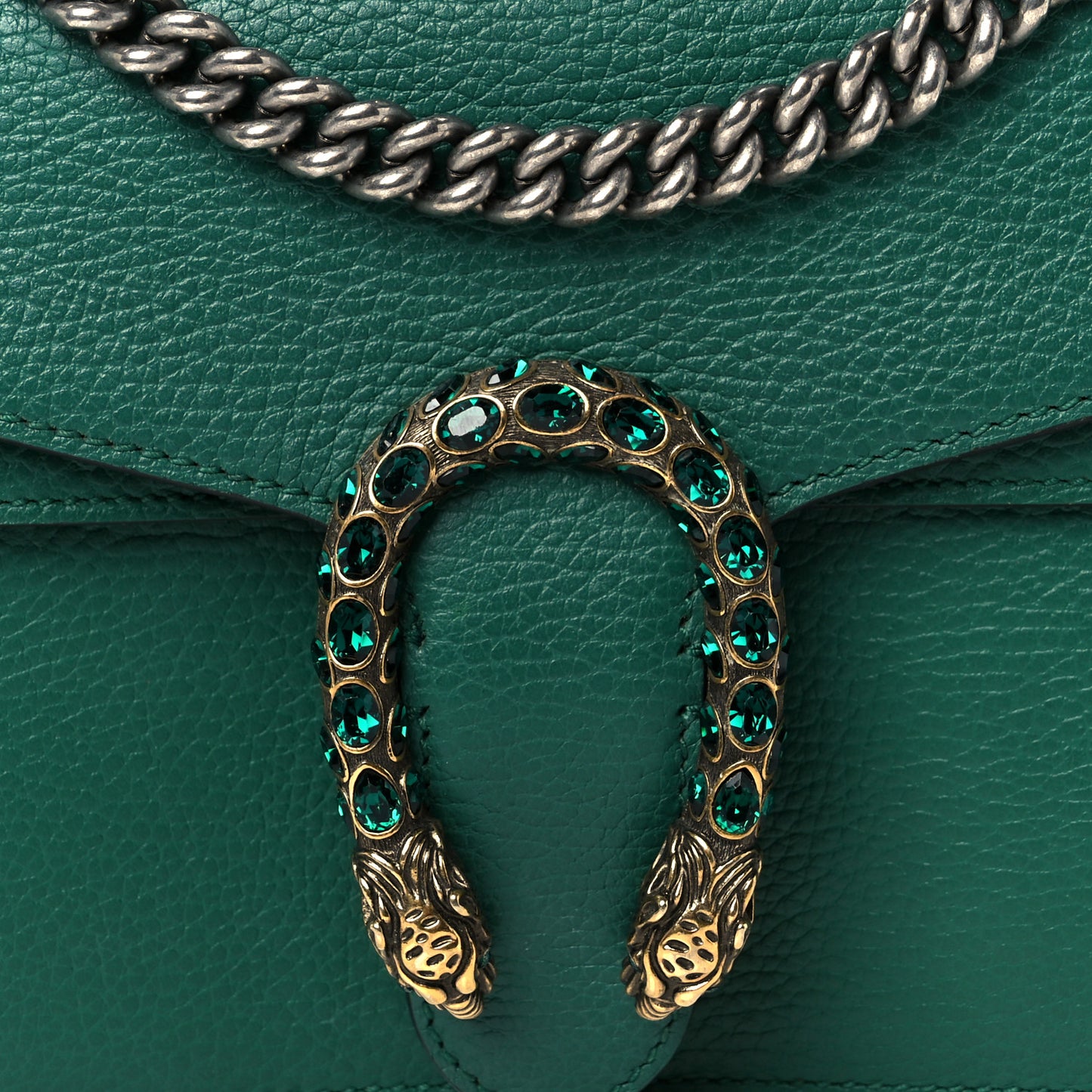 Dollar Calfskin Crystal Small Dionysus Shoulder Bag Emerald